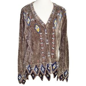 Sweater Sweater Embellished Brown Velvet Women's Top